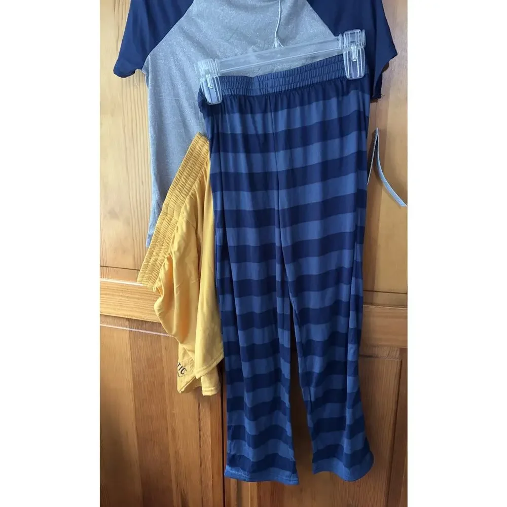 Cat & Jack Boy's Size L (10-12) Pajama 3 Pc Set Grey Top/Blue Plaid Pants NWT